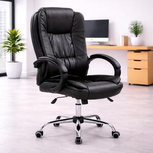 Sedia ufficio direzionale girevole con braccioli regolabile ergonomica nero Boss