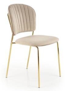 Sedia moderna da pranzo velluto beige oro Luxor