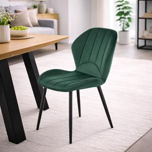 Sedia imbottita da pranzo moderna tessuto metallo verde Grid
