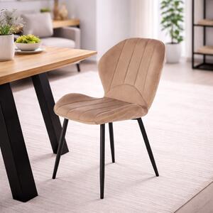 Sedia imbottita da pranzo moderna tessuto metallo beige Grid