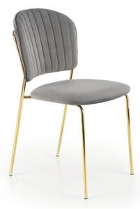 Sedia moderna da pranzo velluto grigio oro Luxor