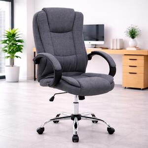 Sedia ufficio direzionale girevole con braccioli regolabile ergonomica tessuto grigio Boss