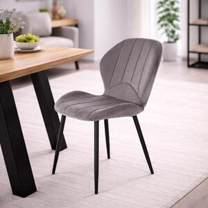 Sedia imbottita da pranzo moderna tessuto metallo grigio tortora Grid