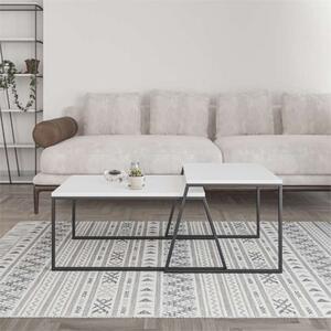 Set 2 tavolini da salotto design moderno 88xH38 cm bianco Jodi