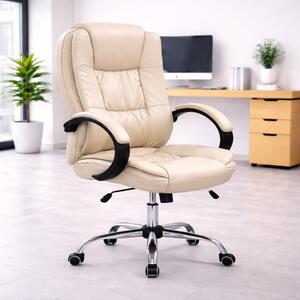 Sedia ufficio direzionale girevole con braccioli regolabile ergonomica beige Boss