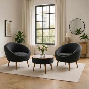 Set 2 poltrone attesa con tavolino ufficio antracite Saven