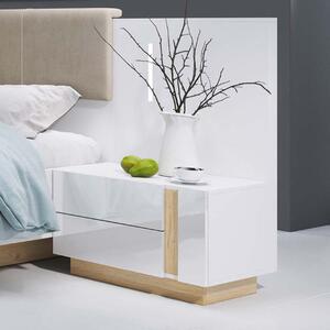 Set 2 comodini moderni 60xH102 design bianco lucido rovere Theo