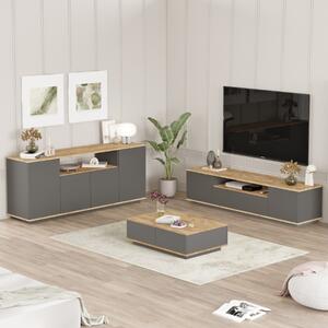 Set soggiorno moderno industrial porta tv tavolino madia antracite rovere Eliot