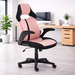 Sedia ufficio girevole con braccioli regolabile ergonomica nero rosa Billy