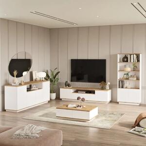 Set mobili soggiorno moderno completo sala bianco rovere Eliot