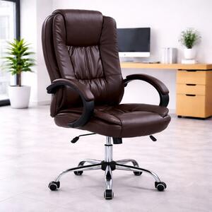 Sedia ufficio direzionale girevole con braccioli regolabile ergonomica marrone Boss