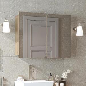 Specchio bagno contenitore 2 ante mensola 90xH60 rovere Levante