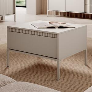 Tavolino soggiorno moderno basso 68xH48 cm 1 cassetto beige Fedra
