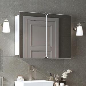 Specchio bagno contenitore 2 ante mensola 90xH60 bianco Levante