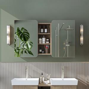 Specchio bagno contenitore 2 ante mensola 115xH60 rovere Mistral