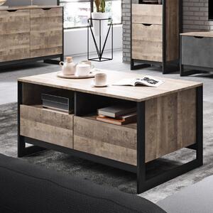Tavolino soggiorno moderno design 109xH61 da salotto quercia scura ossido Naomi