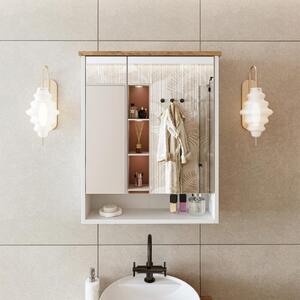 Specchio bagno contenitore 2 ante 62xH75 bianco rovere Marea