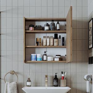 Specchio bagno contenitore 1 anta mensola 60xH60 rovere Corallo