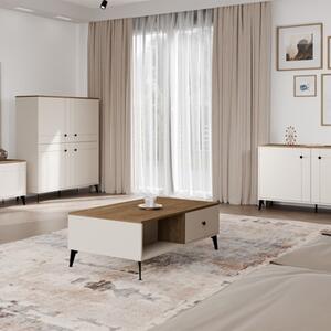 Tavolino salotto moderno con cassetto 110xH37 rovere beige Milly