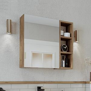 Specchio bagno contenitore 1 anta mensole 65xH60 rovere Ocean
