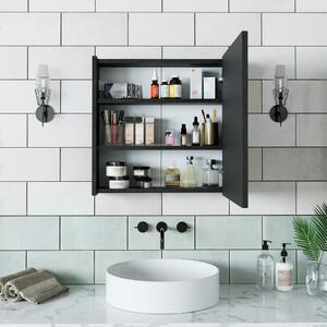 Specchio bagno contenitore 1 anta mensola 60xH60 nero Corallo