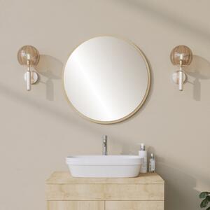 Specchio da bagno rotondo 60 cm moderno design rovere Amede