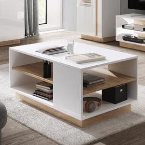 Tavolino soggiorno moderno 100xH46 da salotto design bianco rovere Theo