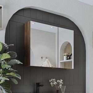 Specchio bagno contenitore 2 ante mensola 75xH60 rovere Lido