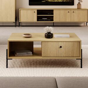 Tavolino soggiorno basso 100x60 salotto 1 cassetto rovere nero Nordika
