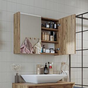 Specchio bagno contenitore 2 ante mensola 80xH60 rovere Corallo