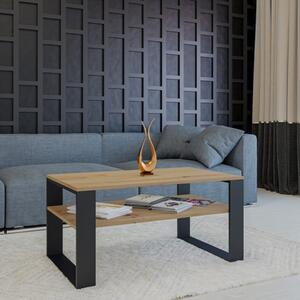 Tavolino soggiorno moderno 90xH50 cm quercia nero Charlotte