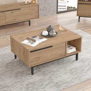 Tavolino soggiorno moderno basso 90xH38 cm 1 ribalta rovere Kenzo