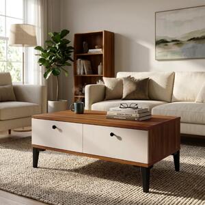 Tavolino salotto moderno 90xH39 noce beige Luco