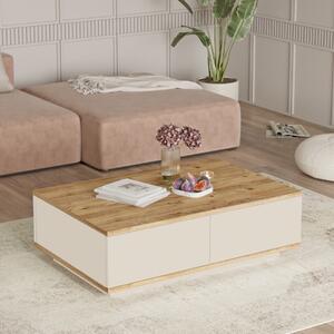 Tavolino soggiorno moderno basso 90xH29 cm beige rovere Eliot