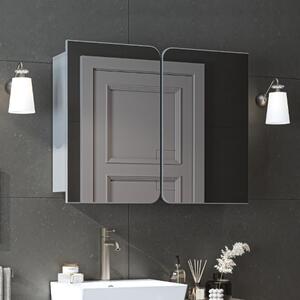 Specchio bagno contenitore 2 ante mensola 90xH60 grigio Levante