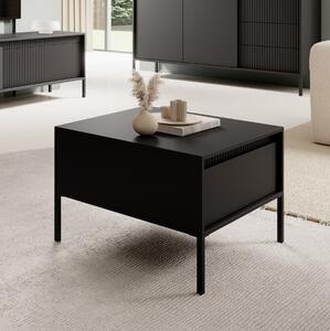 Tavolino soggiorno moderno basso 68xH48 cm 1 cassetto nero Fedra