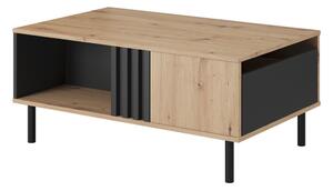 Tavolino soggiorno moderno basso 100xH43 rovere nero antracite Elara