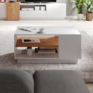 Tavolino da salotto moderno con ripiano 100x60cm rovere bianco Tom
