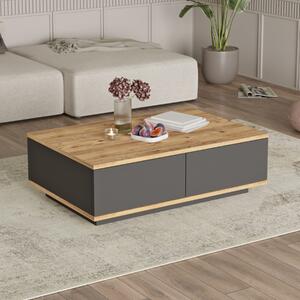 Tavolino soggiorno moderno basso 90xH29 cm antracite rovere Eliot