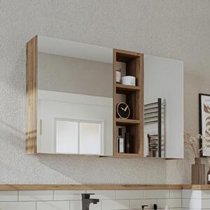 Specchio bagno contenitore 2 ante mensole 95xH60 rovere Ocean