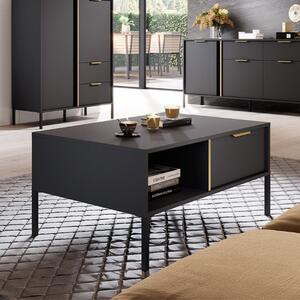 Tavolino soggiorno moderno salotto 97xH60 con cassetto antracite oro Sky