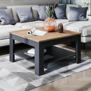 Tavolino soggiorno moderno salotto design quadrato 80 cm rovere antracite Bosco