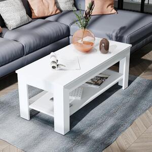 Tavolino soggiorno moderno salotto design 110xH45 cm bianco Bosco