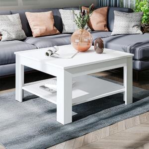 Tavolino soggiorno moderno salotto design quadrato 80 cm bianco Bosco