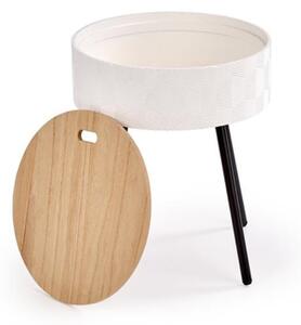 Tavolino soggiorno moderno rotondo contenitore 38xH45 beige rovere Beyu