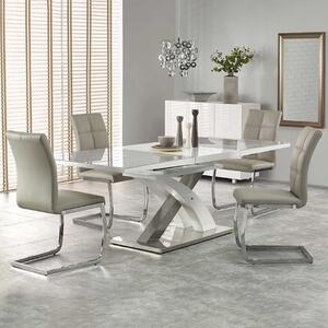 Tavolo allungabile con vetro grigio 160/220 da pranzo moderno design bianco Paride
