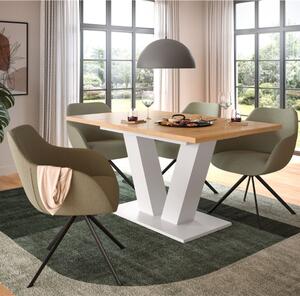 Tavolo allungabile moderno da pranzo 150/190 bianco rovere Magnolia