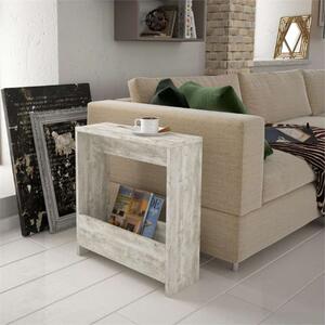 Tavolino soggiorno moderno servitore 55xH60 cm bianco antico Melvin