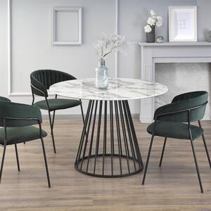 Tavolo 110x110 da pranzo rotondo moderno marmo bianco Katie