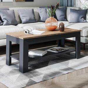 Tavolino soggiorno moderno salotto design 110xH45 cm rovere antracite Bosco
